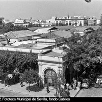 Vista cenital del Mercado de la Encarnación. 1967 ©ICAS-SAHP, Fototeca Municipal de Sevilla, fondo Cubiles