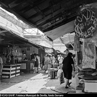 Mercado de la Encarnación. Estado de los puestos en 1971. ©ICAS-SAHP, Fototeca Municipal de Sevilla, fondo Serrano