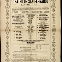 11-Teatro de San Fernando. Lista de las compañías de zarzuela serie y bufa. 1869 ©ICAS-SAHP, Archivo Municipal de Sevilla