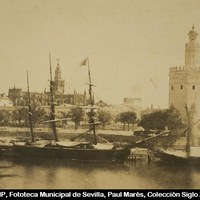 El Puerto, Torre del Oro, Torre de la Plata y La Caridad. [1848-1852]. ©ICAS-SAHP, Fototeca Municipal de Sevilla, Paul Marés, Colección Siglo XIX