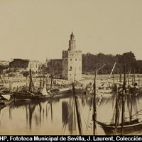 Puerto de Sevilla, muelle de la Sal. ca.1867 ©ICAS-SAHP, Fototeca Municipal de Sevilla, J. Laurent, Colección Siglo XIX